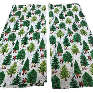 Paper Source Holiday Tea Towels Set of 2 Christmas Trees 100% Cotton NWOT